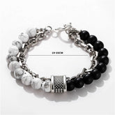 Stainless Steel Men's Tiger Eye BR157 Gunmetal Stone Link Chain Bracelet